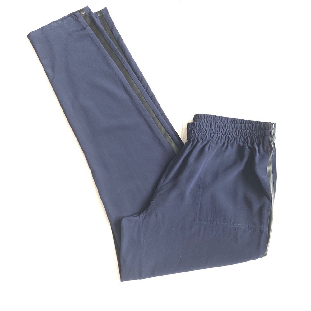 Joie Silk Faux Leather Trim Trousers